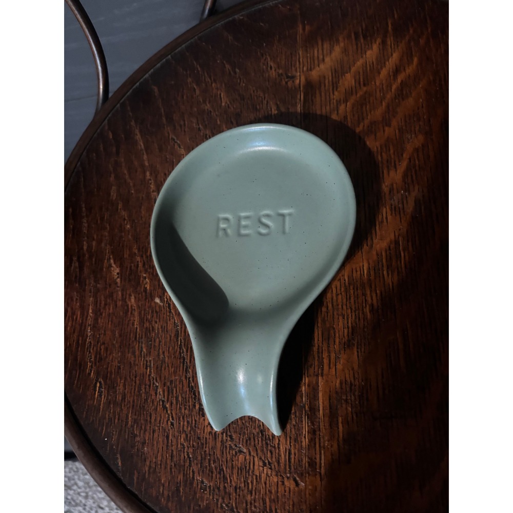 Hearth & Hand Magnolia Sage Green Ceramic Spoon Rest Speckled Stoneware